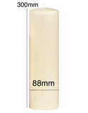 88mm x 300mm Ivory EU Made Pillar Candles (6 Candles)