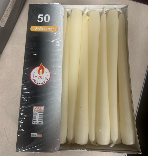 PROMOTION! 10 Inch Ivory Tapered Dinner Candles 50 PACK ONLY £15 EX VAT