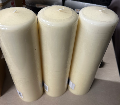 88mm x 300mm Ivory EU Made Pillar Candles (PACK OF 3 CANDLES) - 2 LOTS AVAILABLE