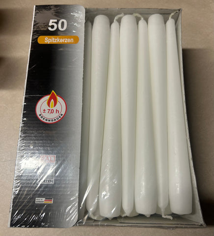 PROMOTION! 10 Inch White Tapered Dinner Candles 50 PACK ONLY £15 EX VAT