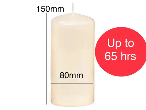 80mm x 150mm Ivory Pillar Candles (12 Candles) – CandleKing